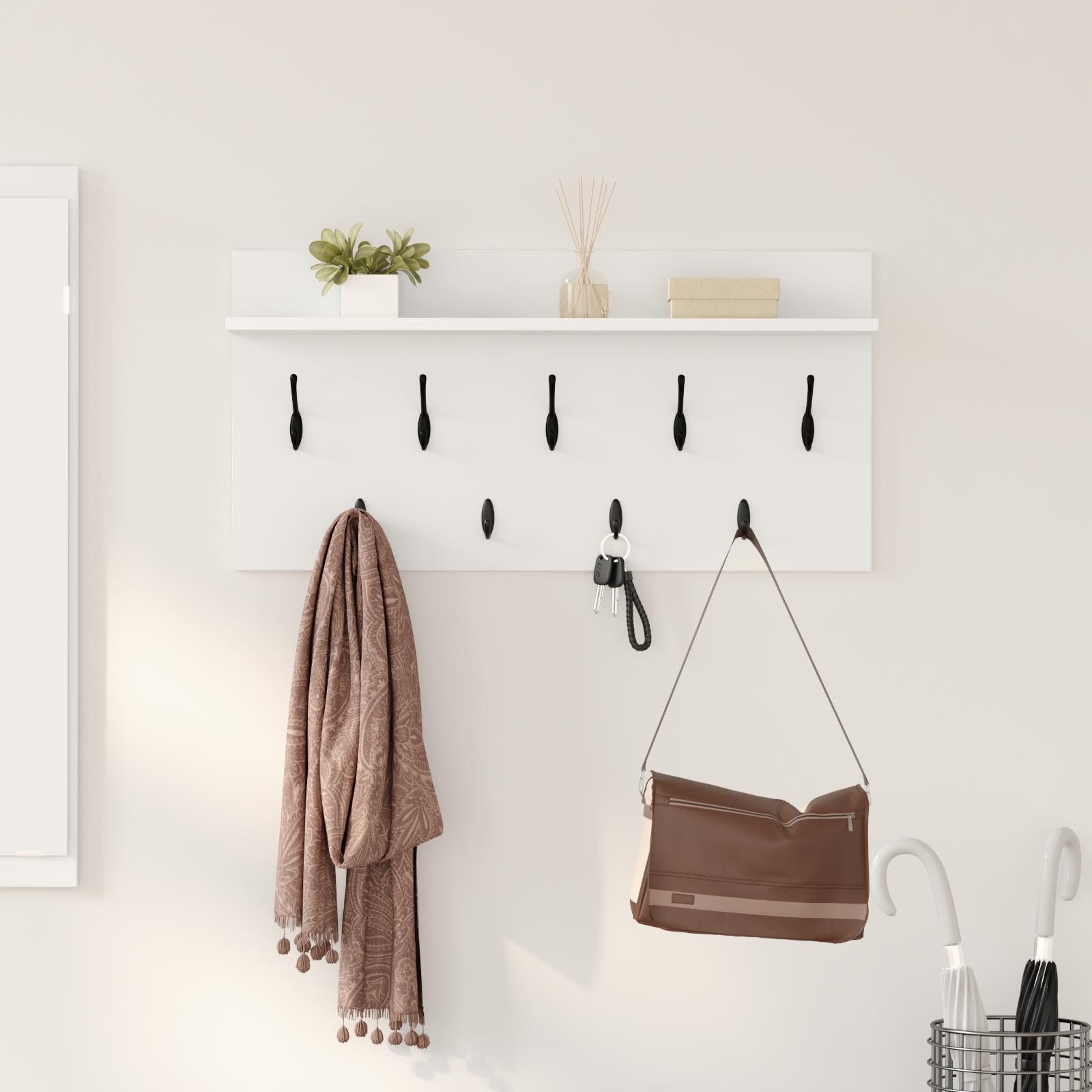 Vægmonteret Jakkeholder Hvid 80 x 40 x 12 cm Konstrueret træ