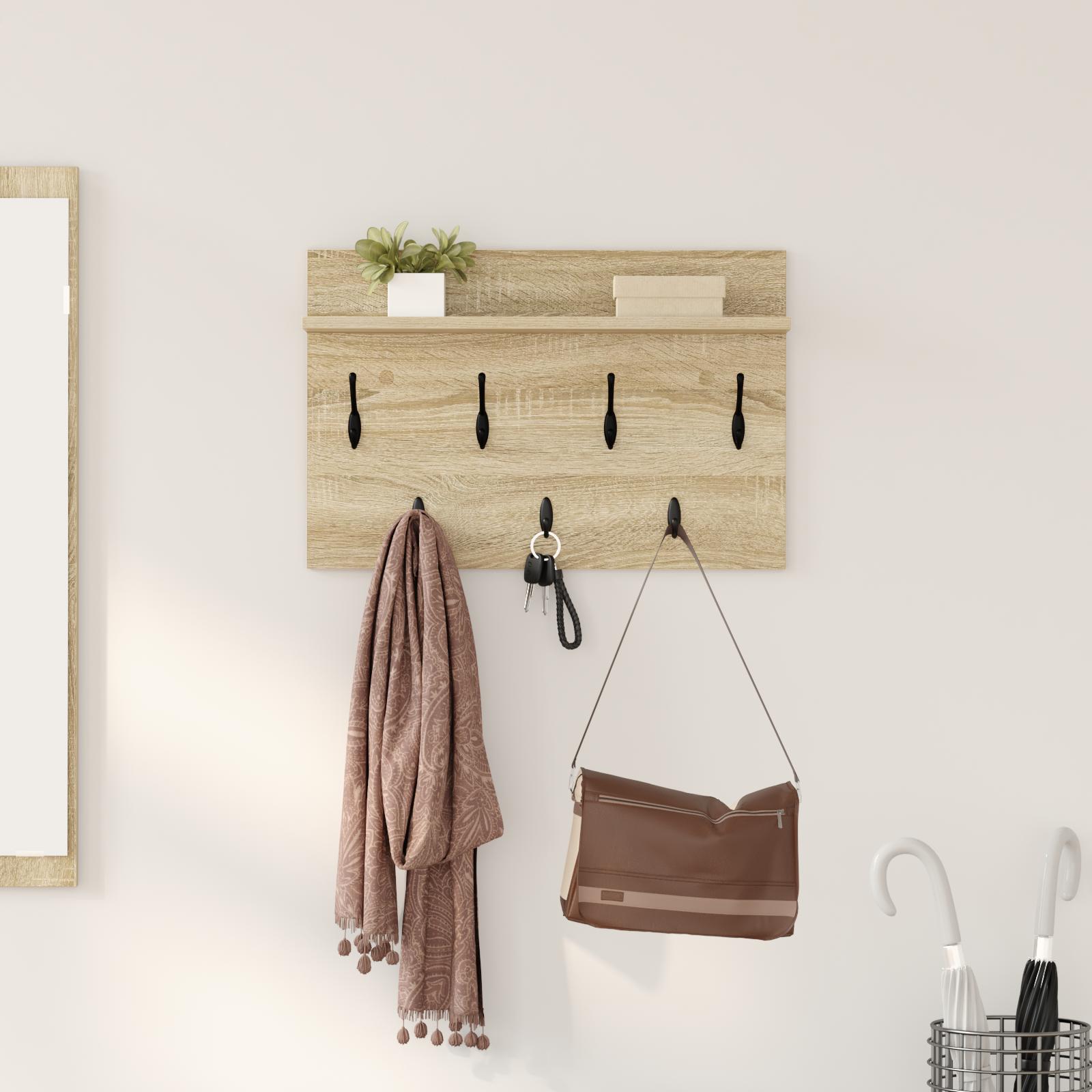 Vægmonteret Jakkeholder med hylde Sonoma-eg 80 x 40 x 12 cm