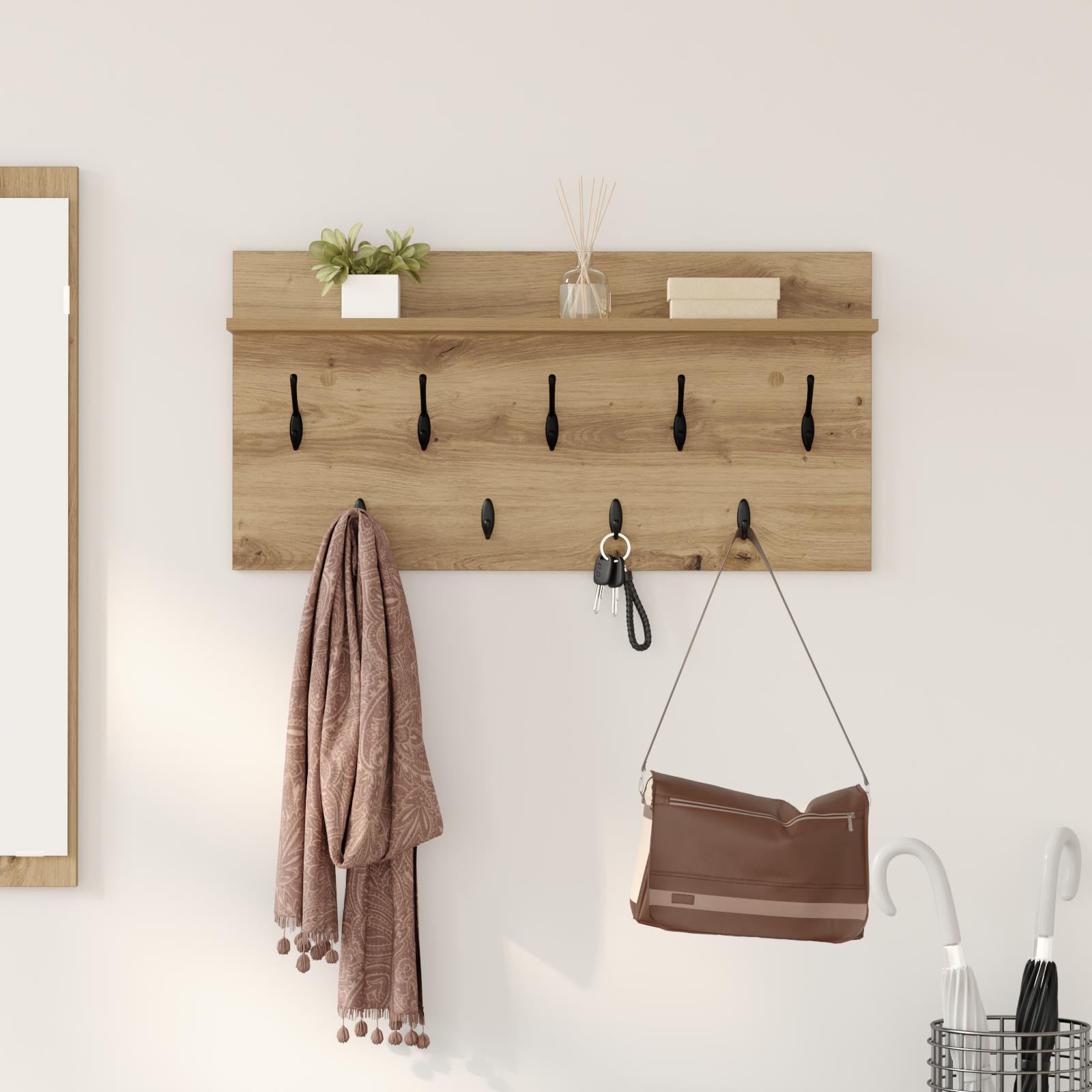 Vægmonteret Jakkeholder med hylde artisan eg 80 x 40 x 12 cm
