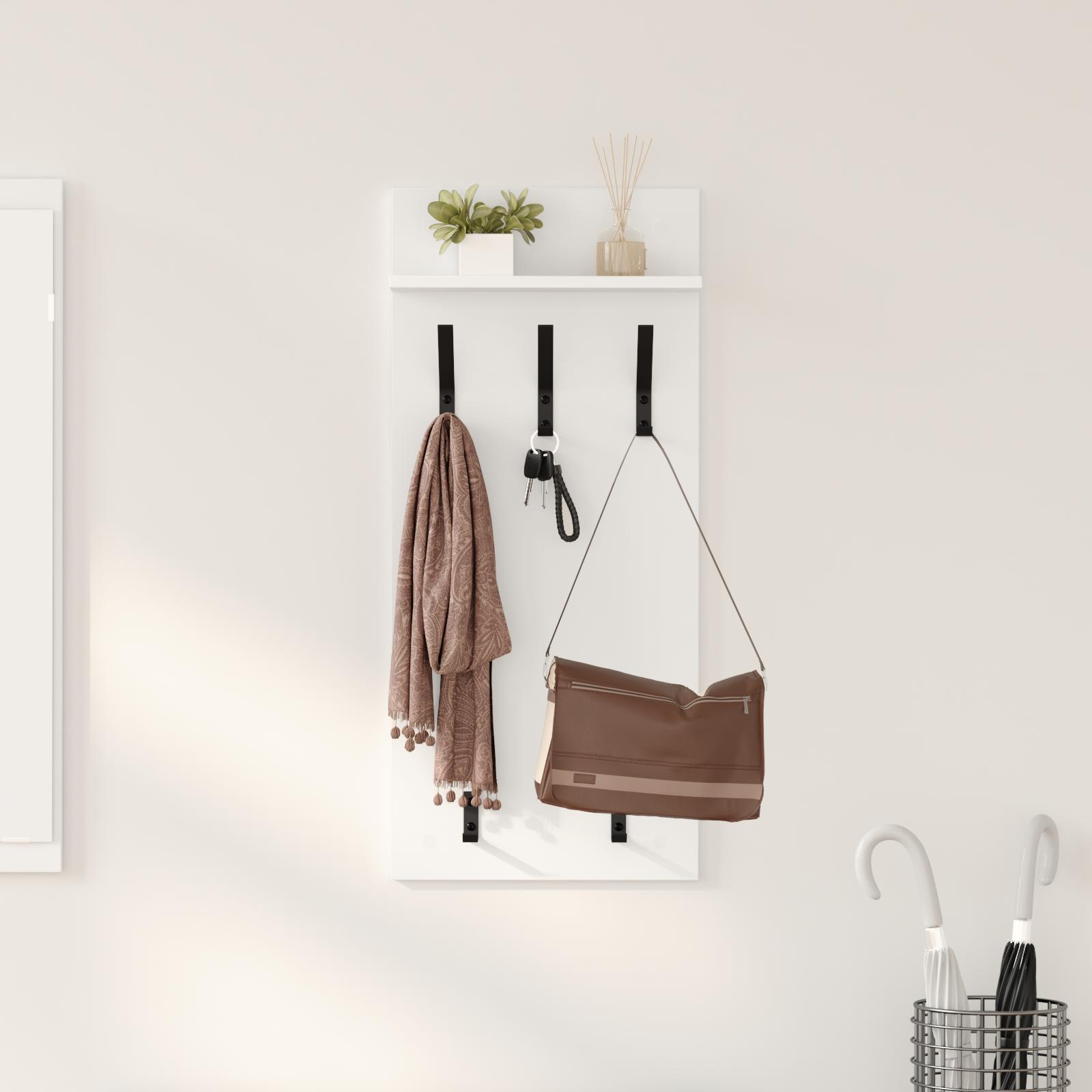 Vægmonteret Jakkeholder Hvid 90 x 40 x 10 cm Konstrueret træ