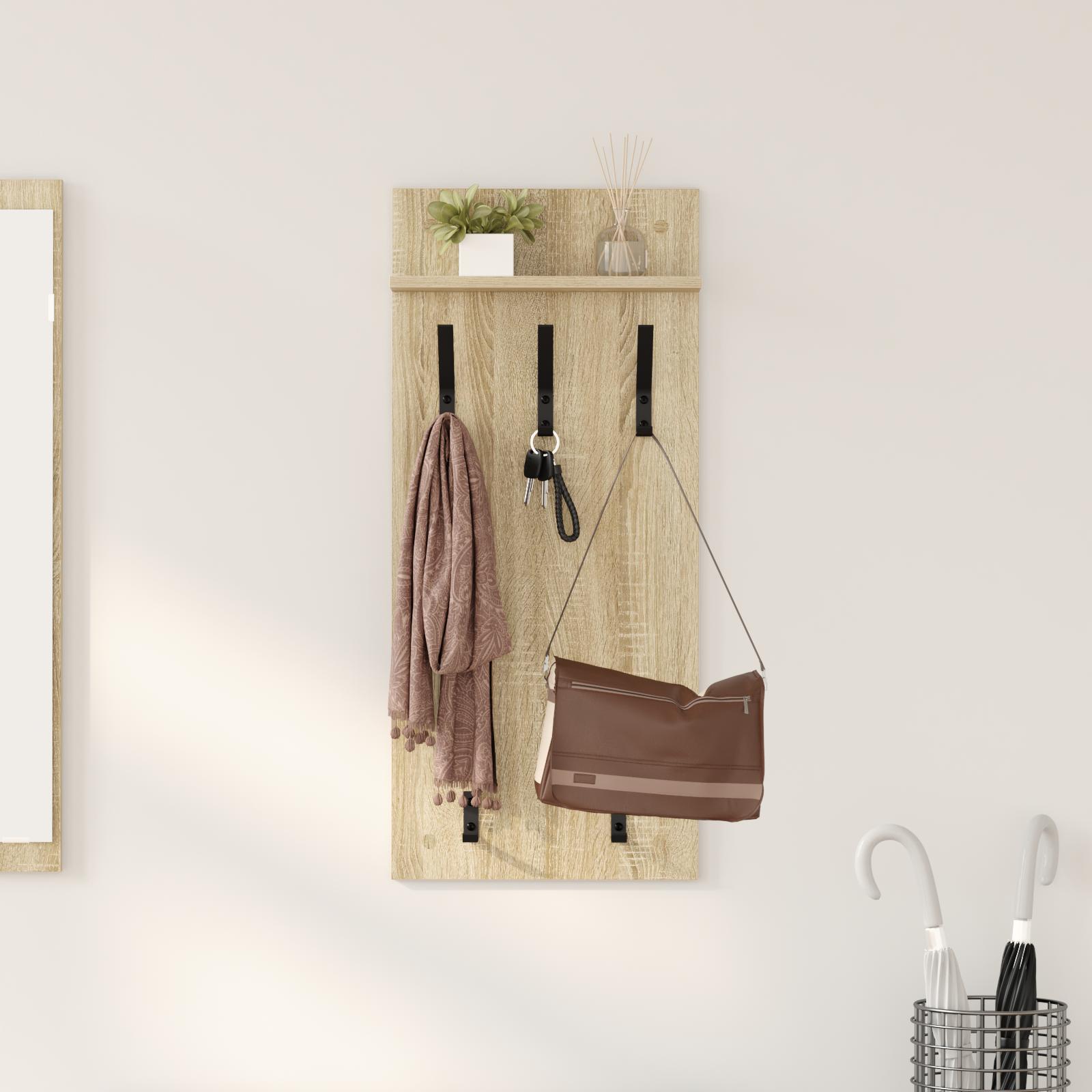 Vægmonteret Jakkeholder med hylde Sonoma-eg 90 x 40 x 10 cm