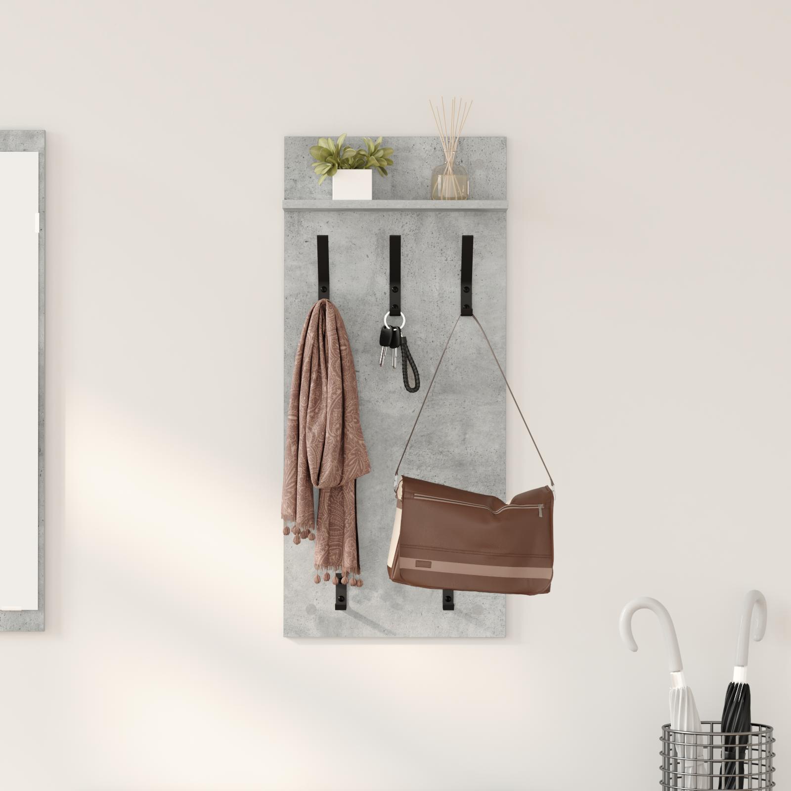 Vægmonteret Jakkeholder med hylde Betongrå 90 x 40 x 10 cm