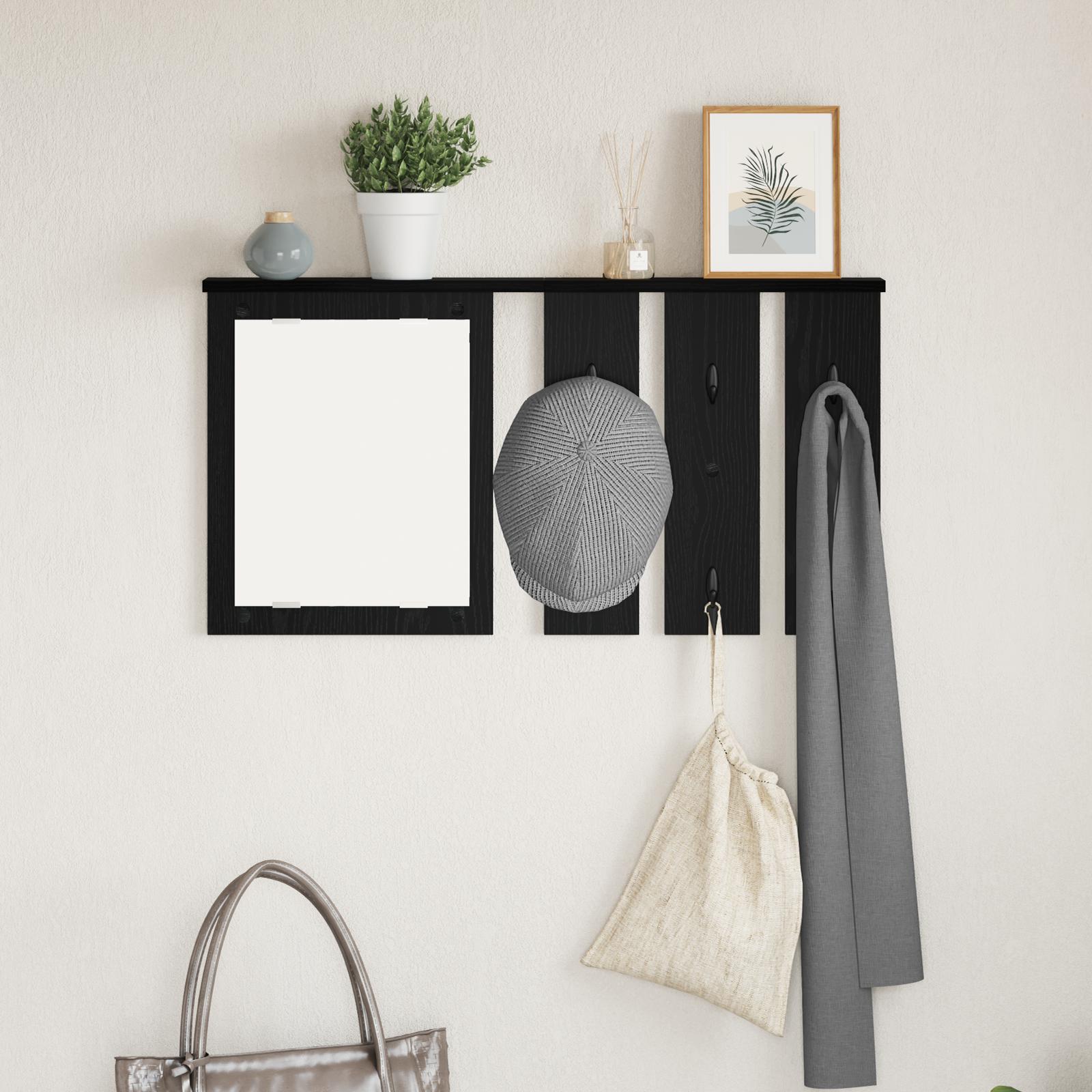Vægmonteret Jakkeholder Sort eg 85 x 10 x 45 cm Konstrueret træ