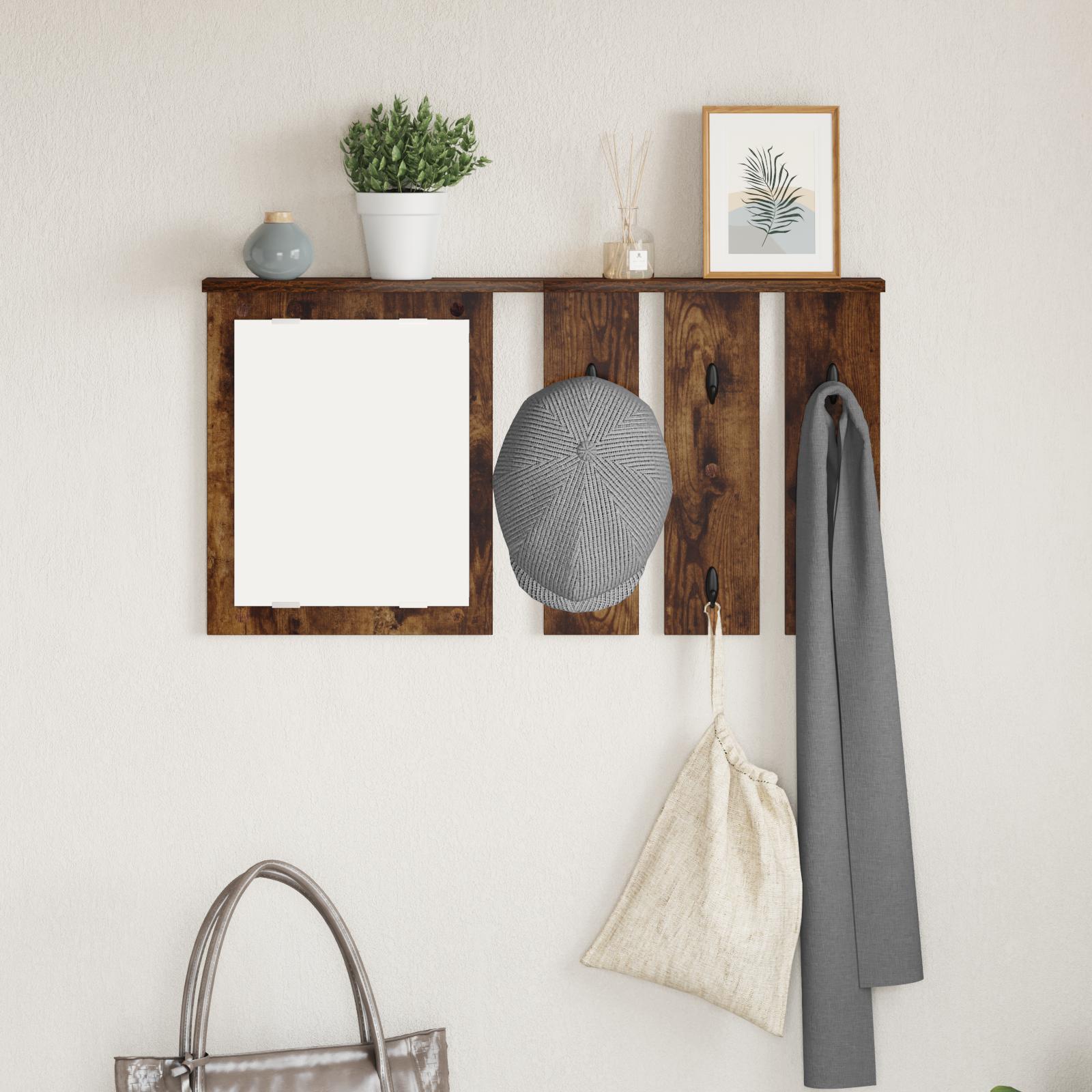 Vægmonteret Jakkeholder med hylde Røget eg 85 x 10 x 45 cm
