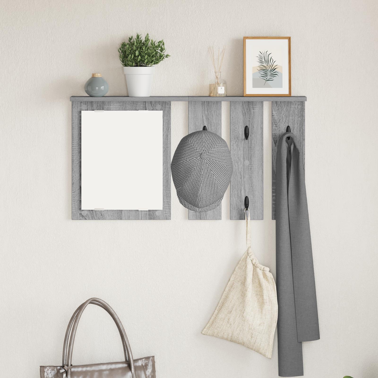 Vægmonteret Jakkeholder med hylde Grå sonoma-eg 85 x 10 x 45 cm