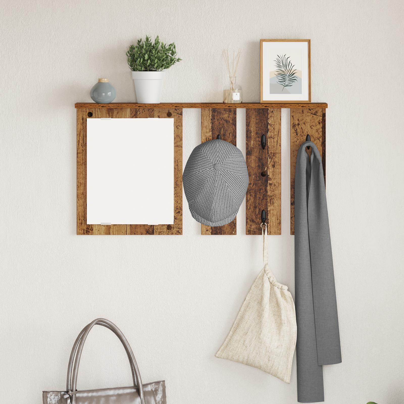 Vægmonteret Jakkeholder med hylde Gammelt træ 85 x 10 x 45 cm