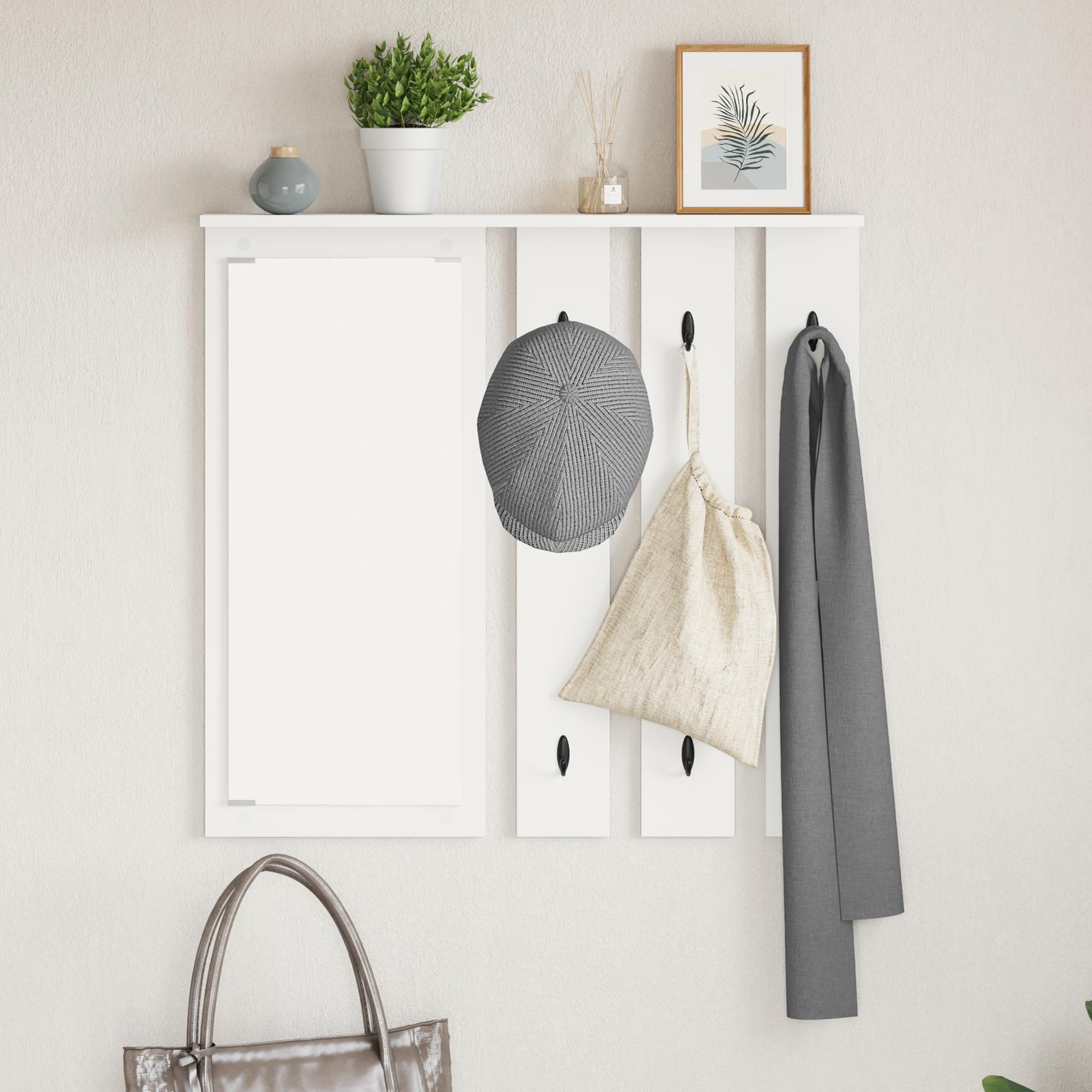 Vægmonteret Jakkeholder Hvid 84 x 10 x 80 cm Konstrueret træ