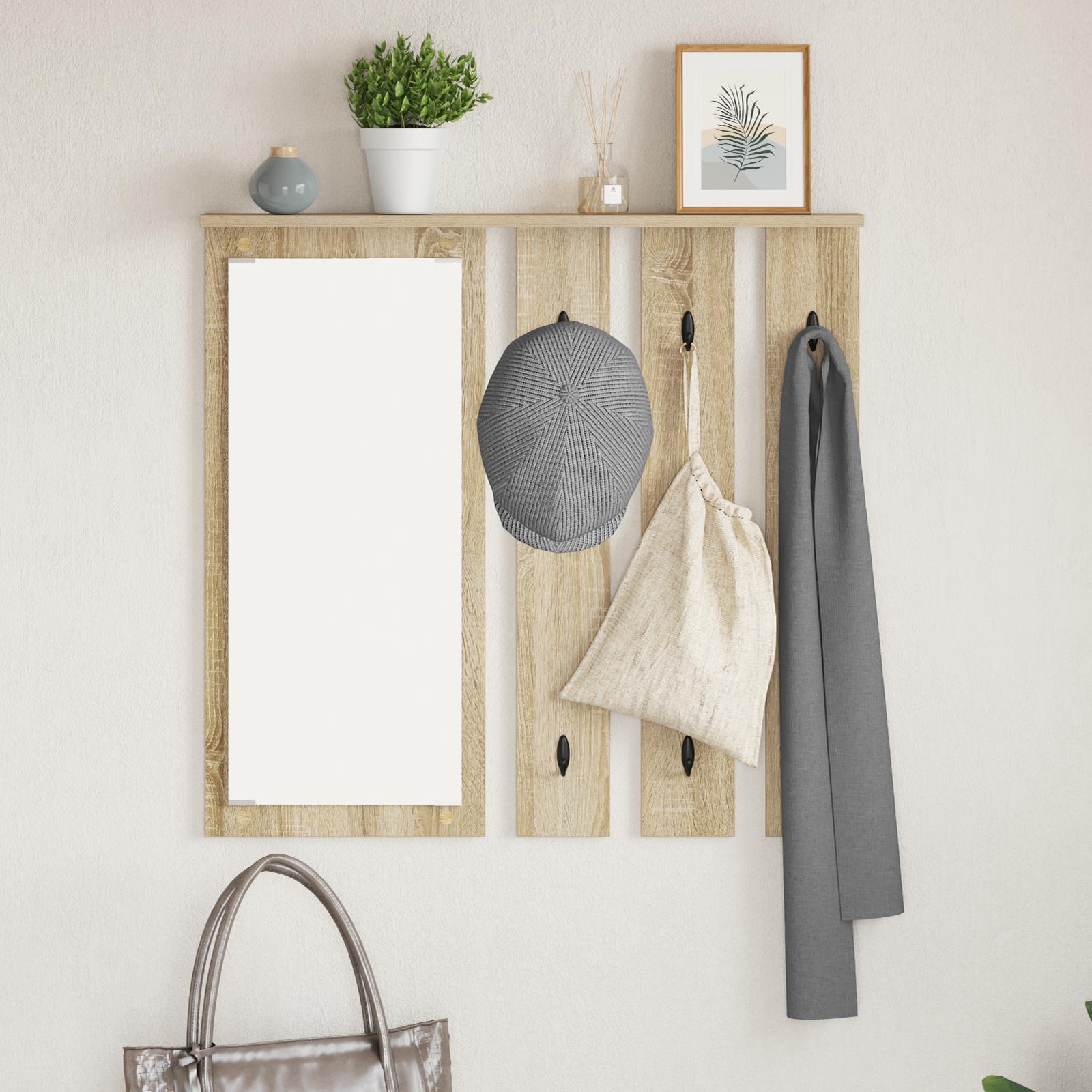 Vægmonteret Jakkeholder med hylde Sonoma-eg 84 x 10 x 80 cm
