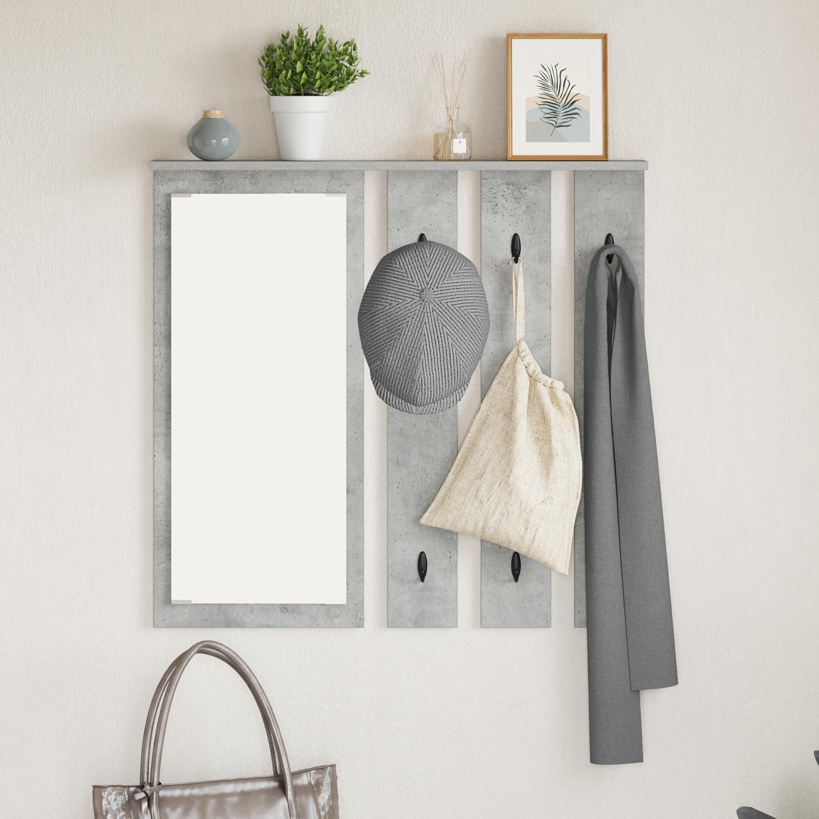 Vægmonteret Jakkeholder med hylde Betongrå 84 x 10 x 80 cm