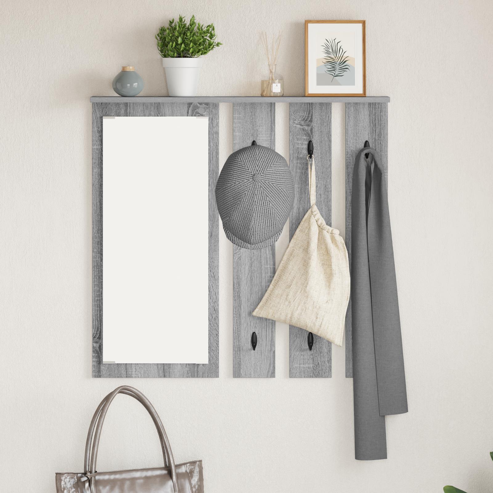 Vægmonteret Jakkeholder med hylde Grå sonoma-eg 84 x 10 x 80 cm
