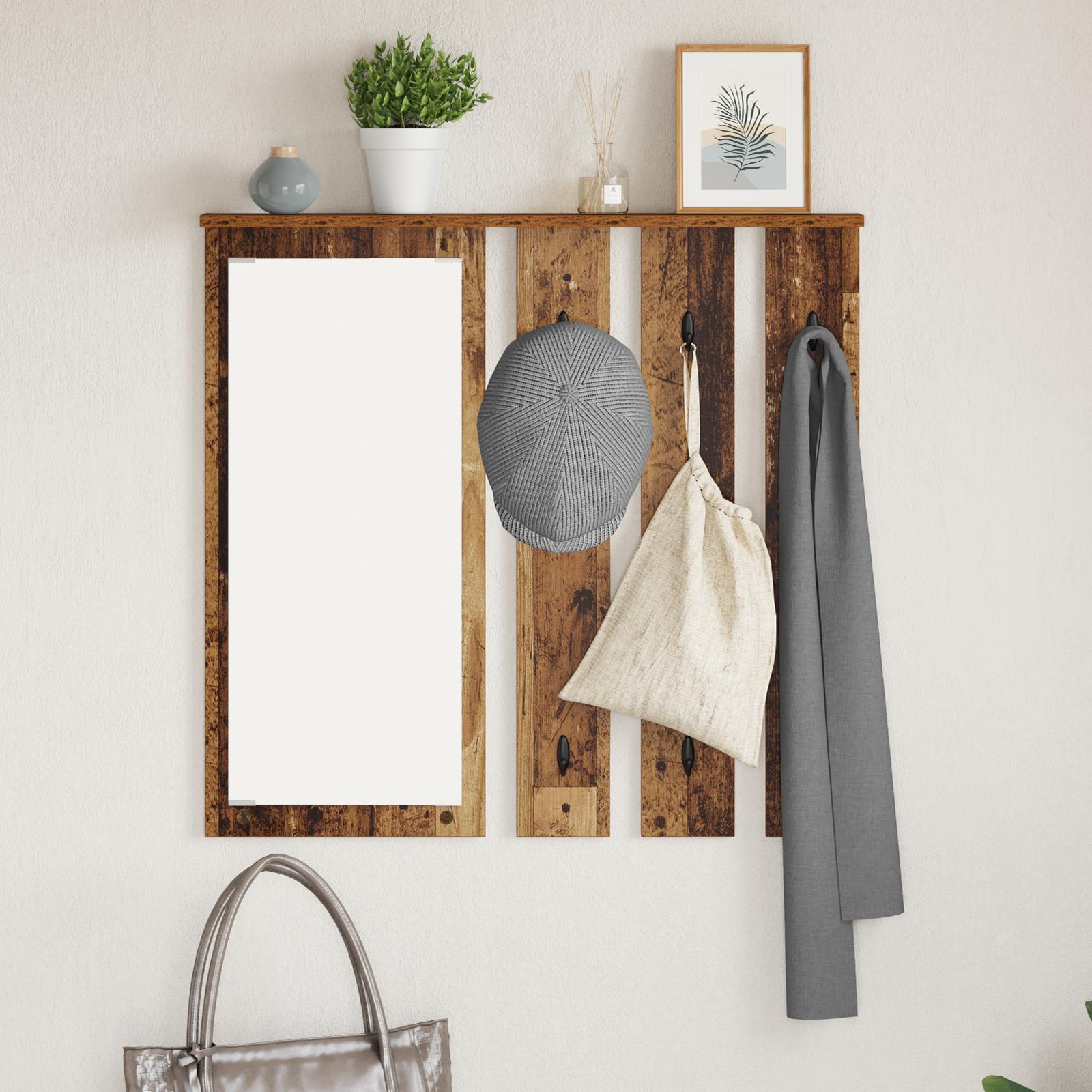 Vægmonteret Jakkeholder med hylde Gammelt træ 84 x 10 x 80 cm