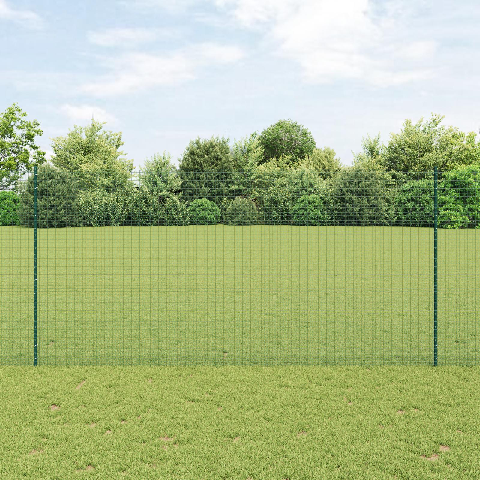 Svejsestålhegn med stolper 10 × 1,5 m - grønt havehegn i mesh