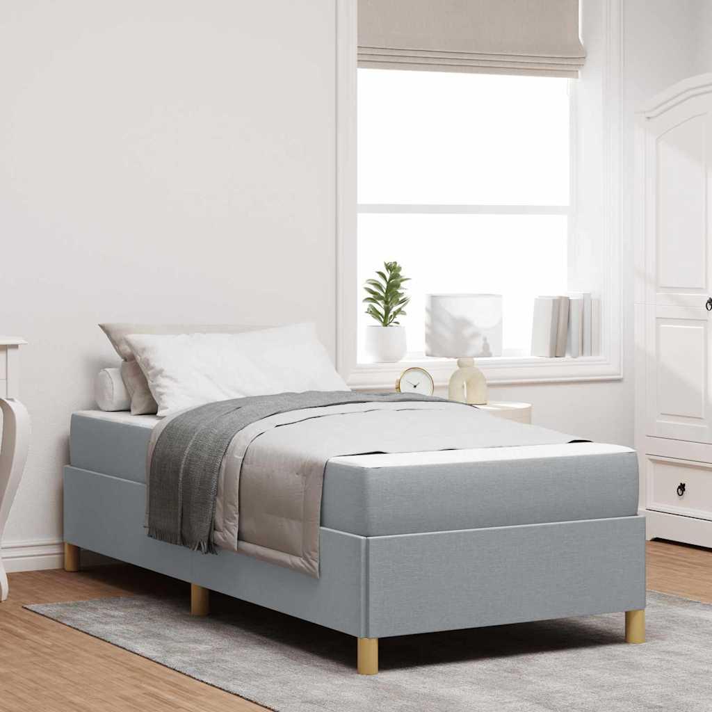 Box Spring Seng Lys Grå Og Brun Og Hvid 80 X 200 Cm Stof