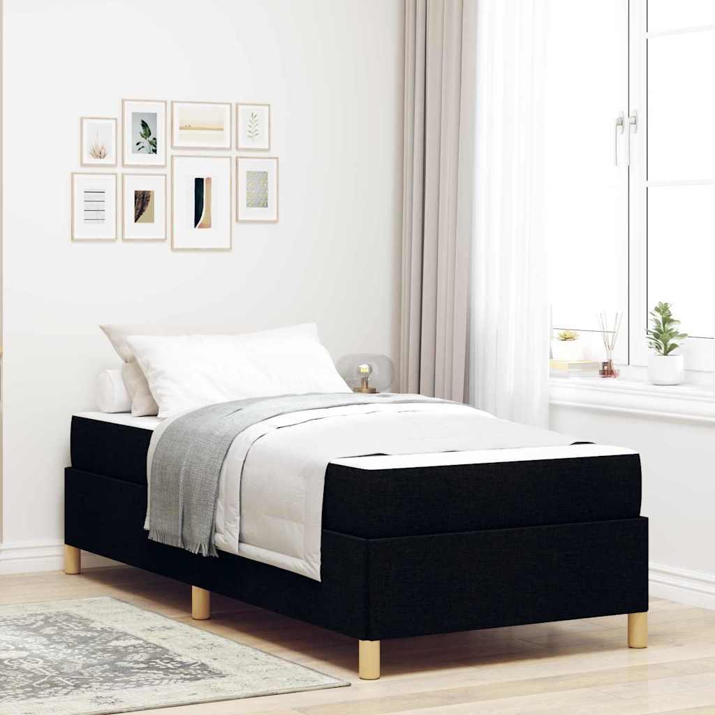 Box Spring Seng Med Madras Sort Og Hvid 90 X 200 Cm Stof