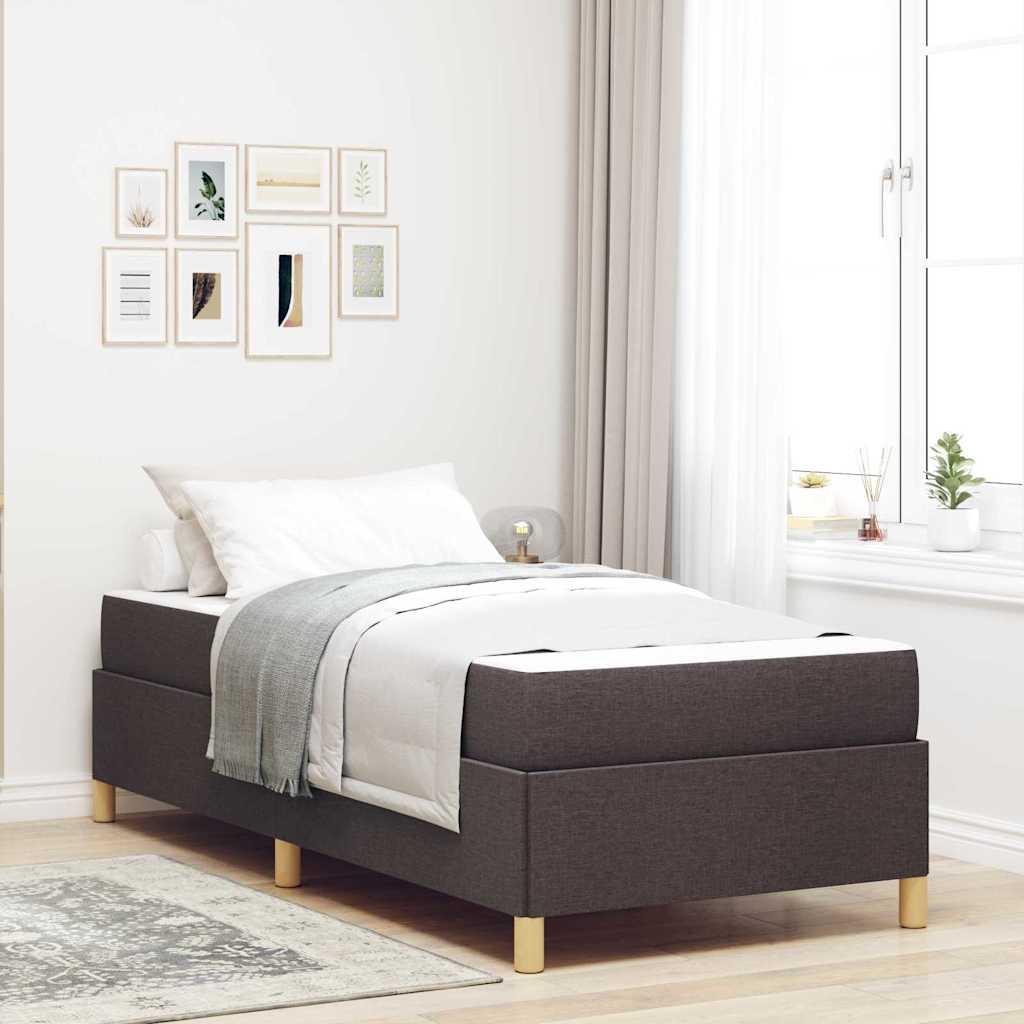 Box Spring Seng Med Madras Mørkebrun Og Hvid 100 X 200 Cm Stof