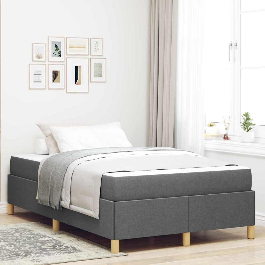 Box Spring Seng Mørkegrå Og Hvid Og Mørkegrå 120 X 200 Cm Stof