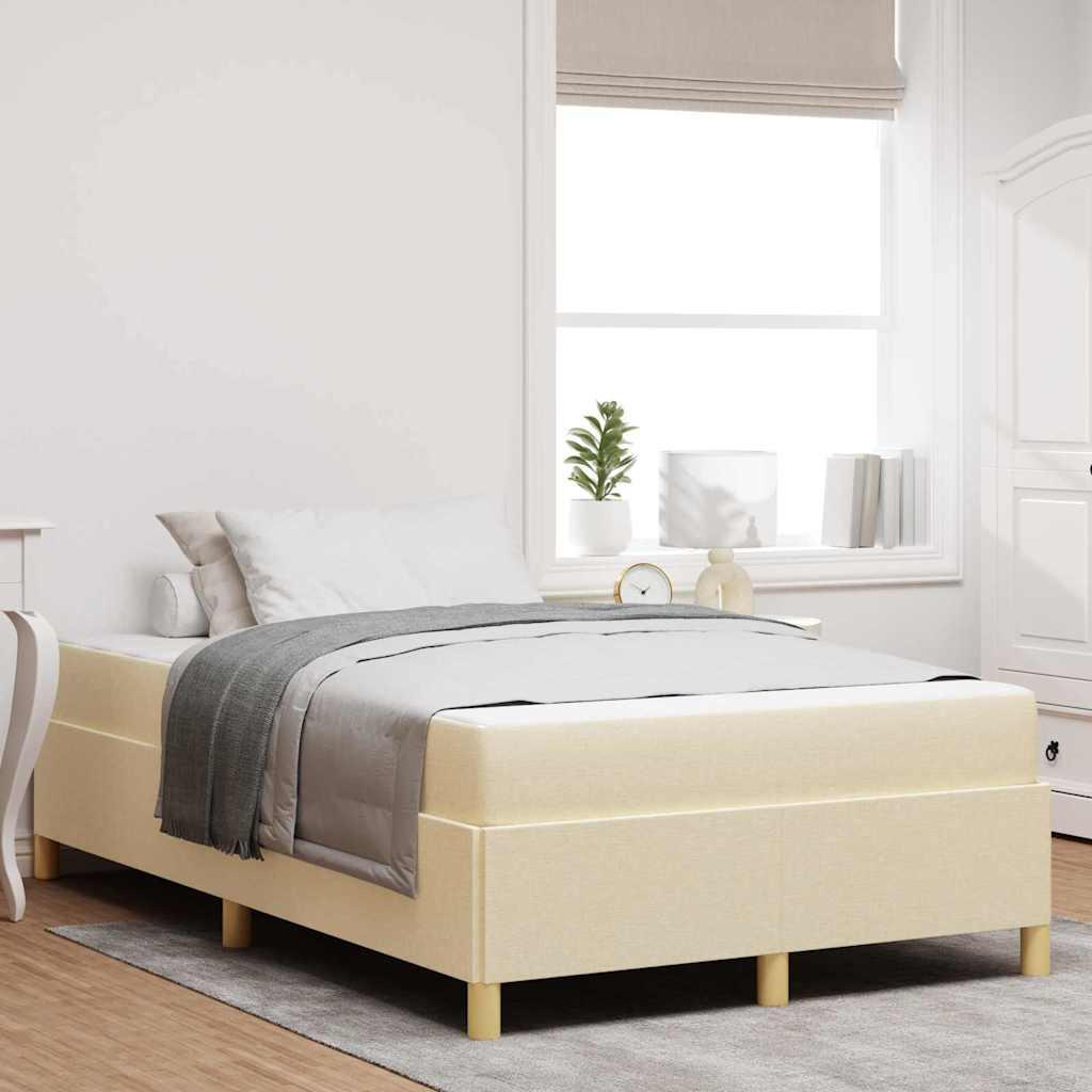 Box Spring Seng Med Madras Creme Og Hvid 120 X 200 Cm Stof