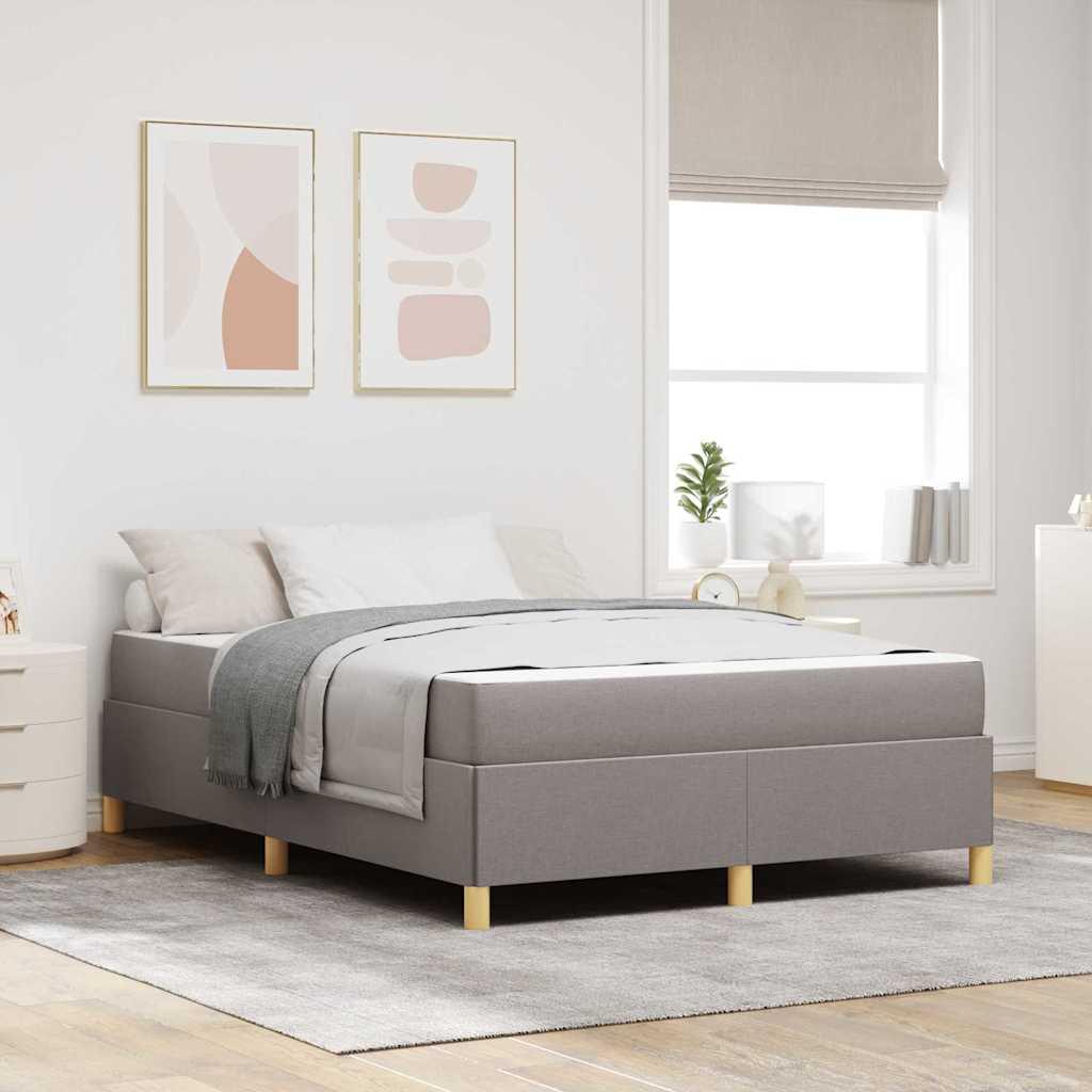 Sengestel med madras Gråbrun 140 x 190 cm Stof