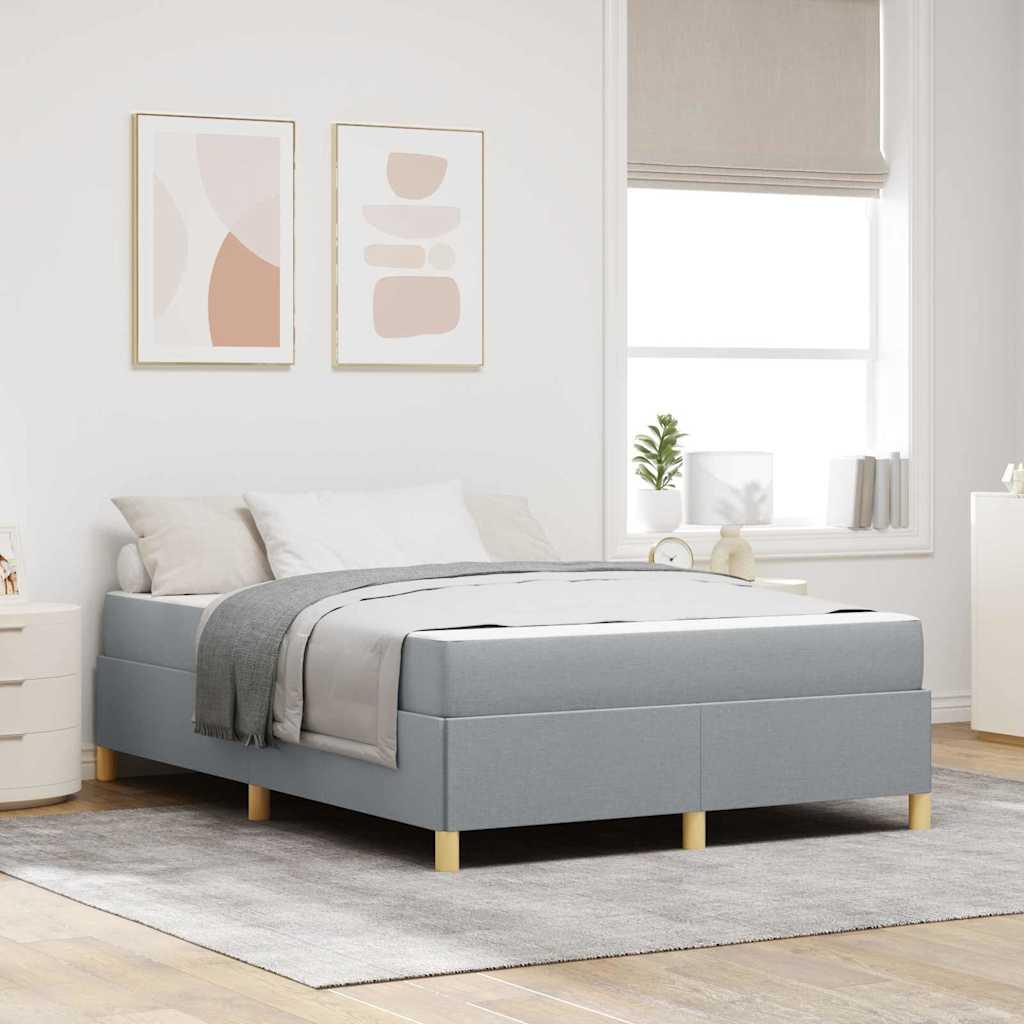 Box Spring Seng Lys Grå Og Hvid Og Lys Grå 140 X 200 Cm Stof