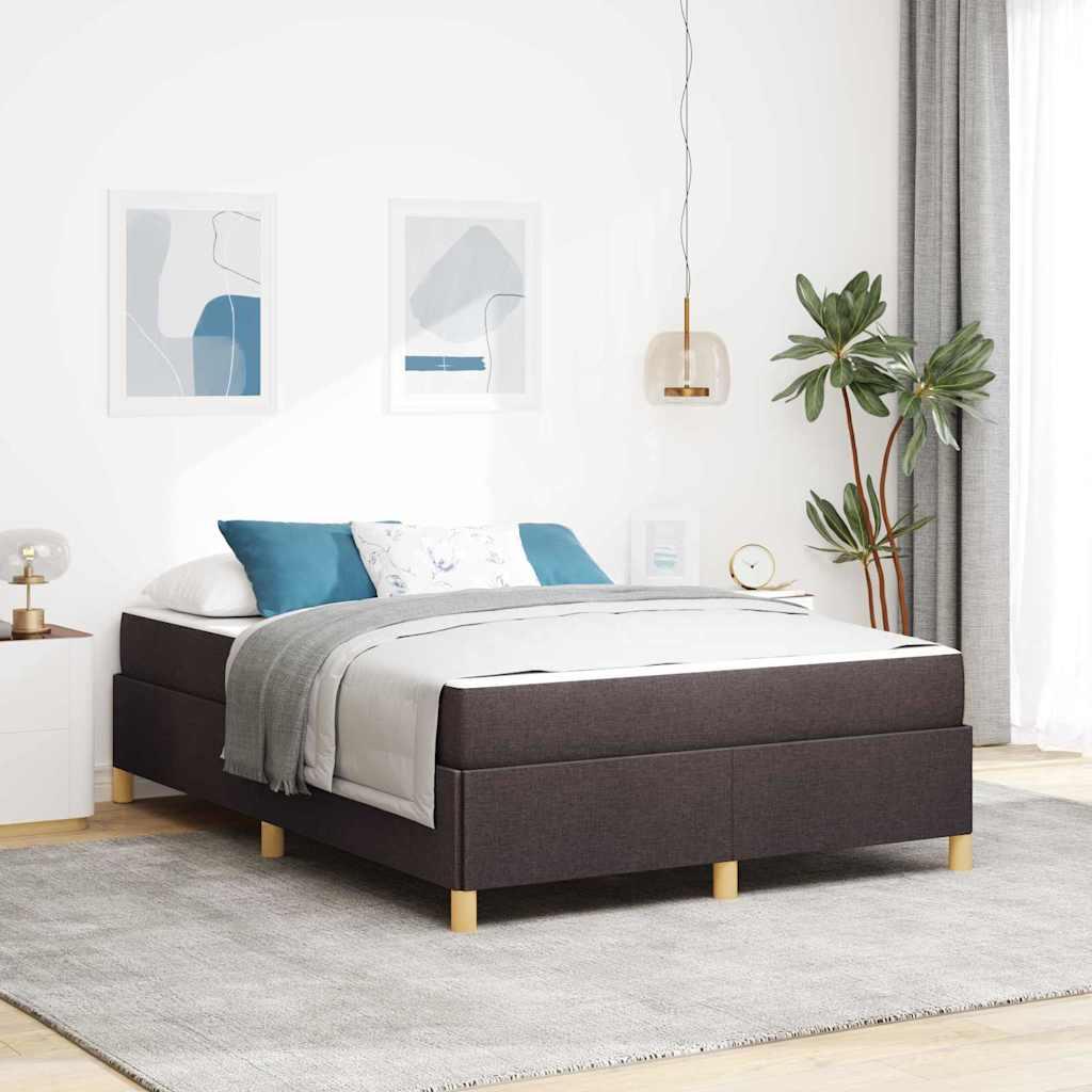 Box Spring Seng Med Madras Mørkebrun Og Hvid 140 X 200 Cm Stof