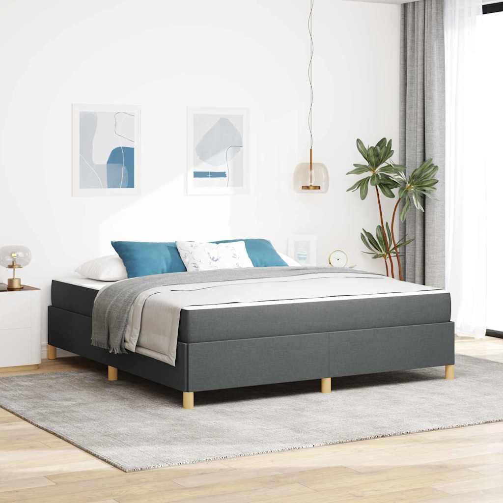 Box Spring Seng Mørkegrå Og Hvid Og Mørkegrå 180 X 200 Cm Stof