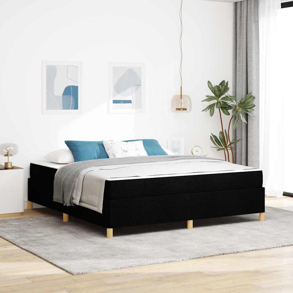 Box Spring Seng Sort Og Hvid Og Sort 180 X 200 Cm Stof