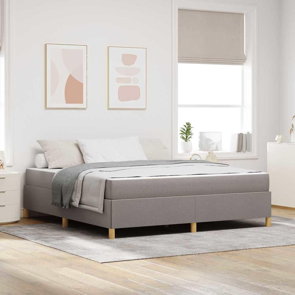 Box Spring Seng Med Madras Taupe Og Hvid 180 X 200 Cm Stof