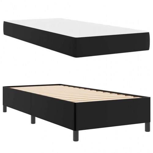 Sengestel med madras - sort stof 80 x 200 cm