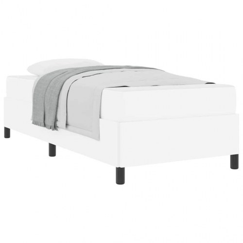Sengestel med madras - hvid stof 90 x 190 cm