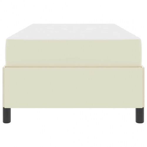 Sengestel med madras - creme stof 90 x 200 cm