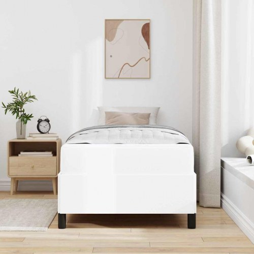 Sengestel med madras - hvid stof 100 x 200 cm