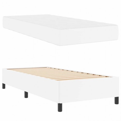 Sengestel med madras - hvid stof 100 x 200 cm