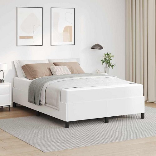 Sengestel med madras - hvid stof 140 x 190 cm
