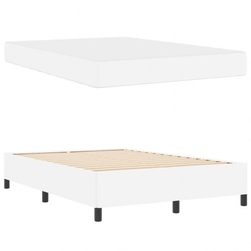 Sengestel med madras - hvid stof 140 x 190 cm