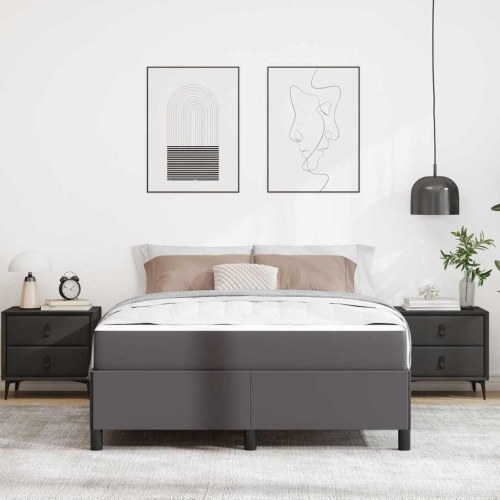 Sengestel med madras - grå stof 140 x 200 cm
