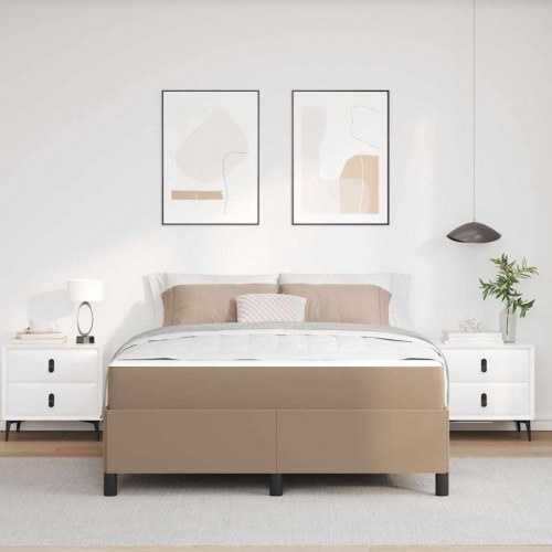 Sengestel med madras - cappuccino stof 140 × 200 cm
