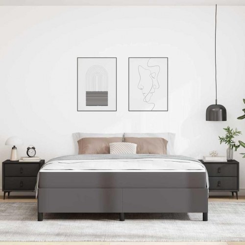 Sengestel med madras - grå stof 180 × 200 cm