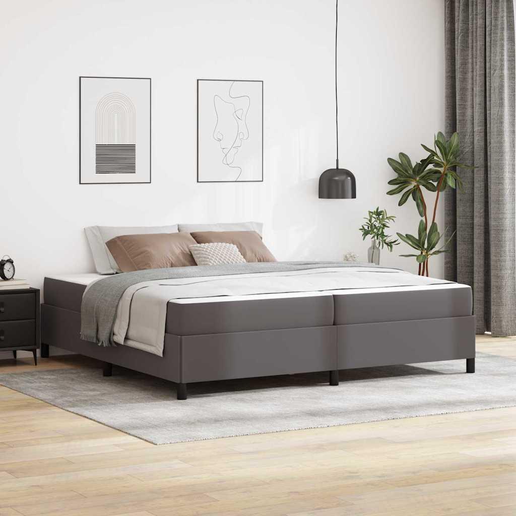 Sengestel med madras Grå 200 x 200 cm Stof