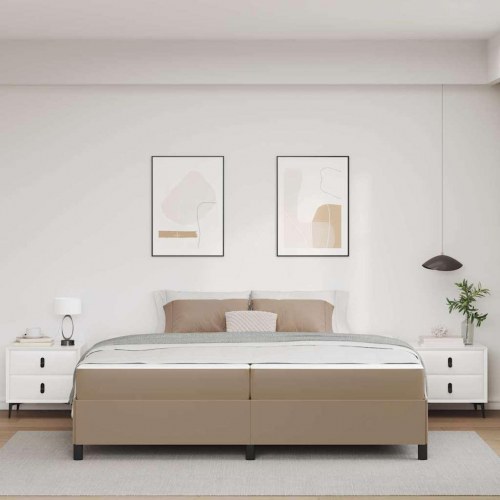 Sengestel med madras 200 x 200 cm i stof - cappuccino