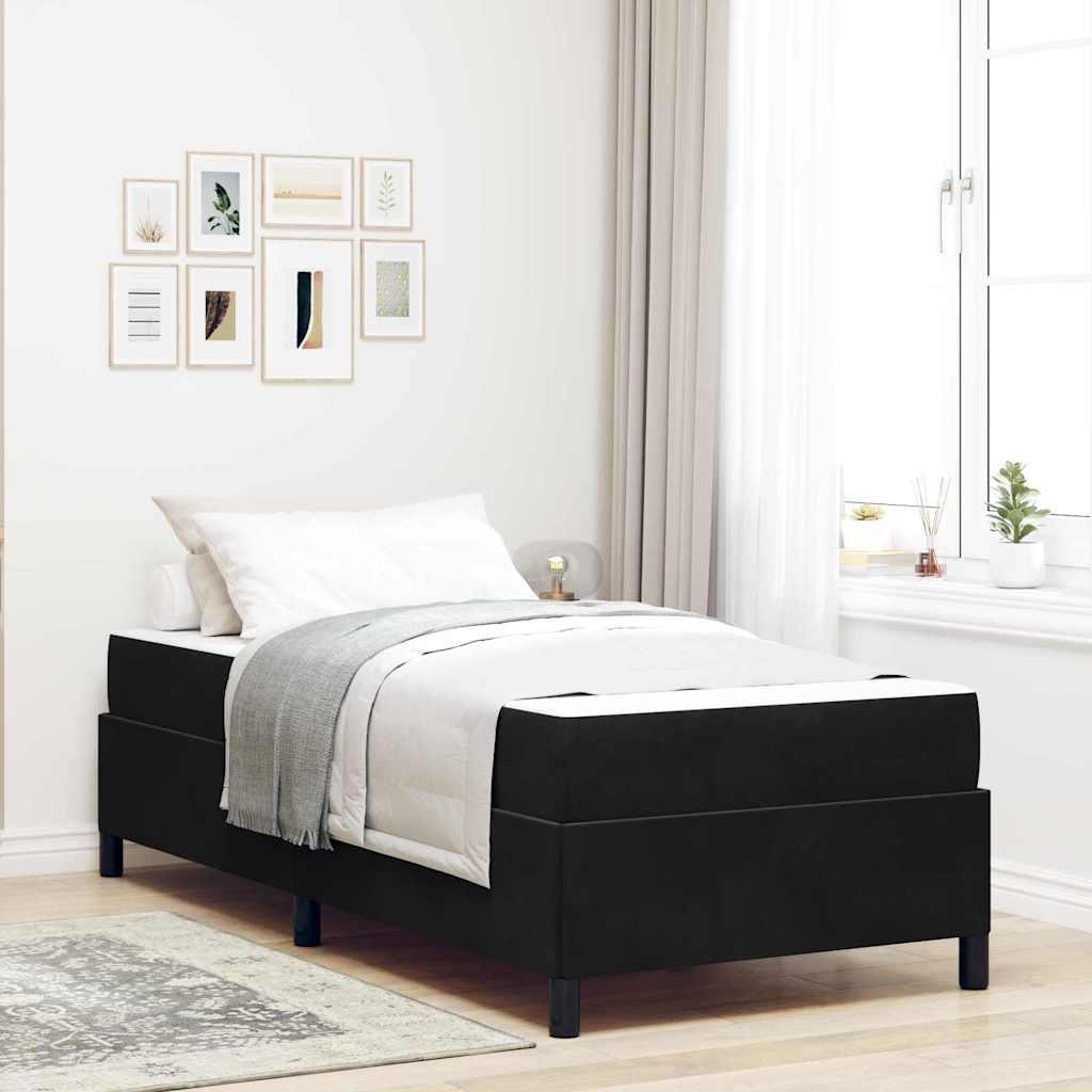 Sengestel Med Madras Sort Og Hvid Og Sort 90 X 190 Cm Fløjl