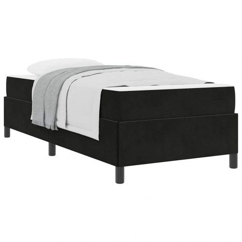 Sengestel med madras i sort stof - 90 x 190 cm
