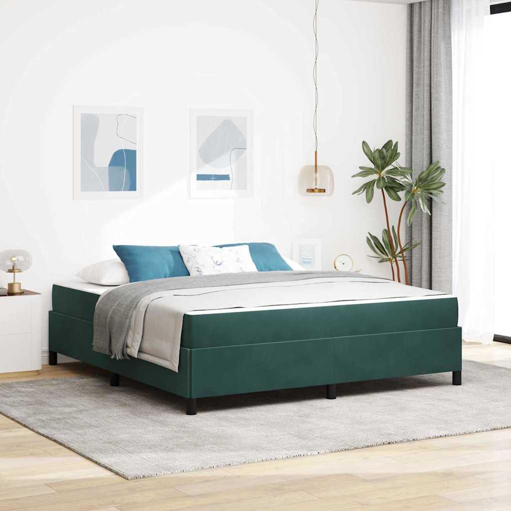 Sengestel Med Madras Mørkegrøn Og Hvid 180 X 200 Cm Fløjl