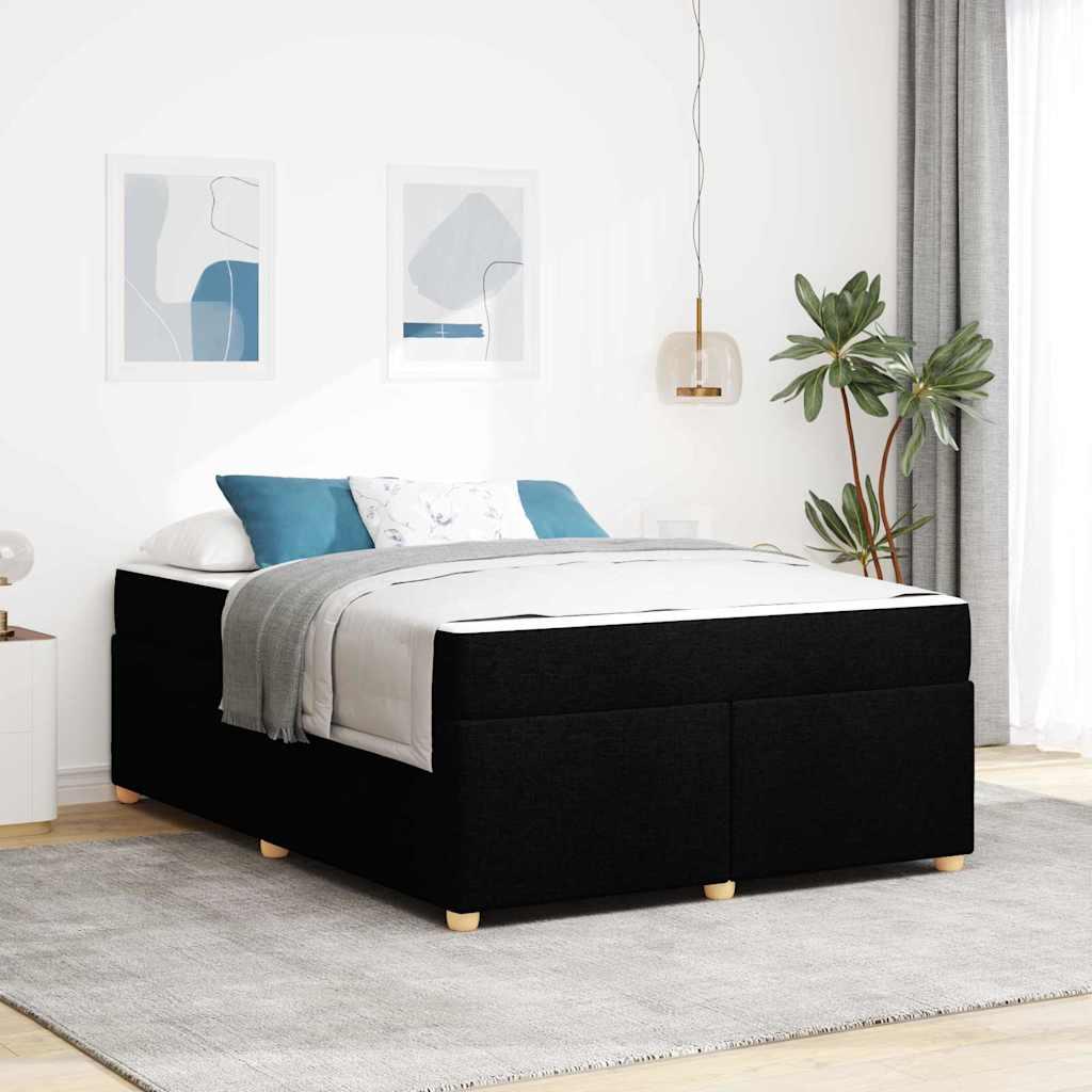 Sengestel med madras Sort 140 x 200 cm Stof