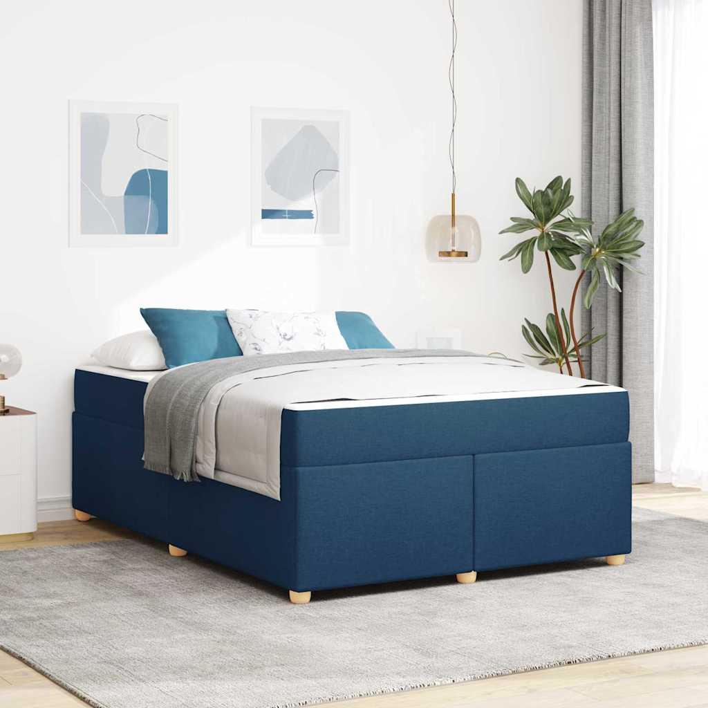 Sengestel med madras Blå 160 x 200 cm Stof