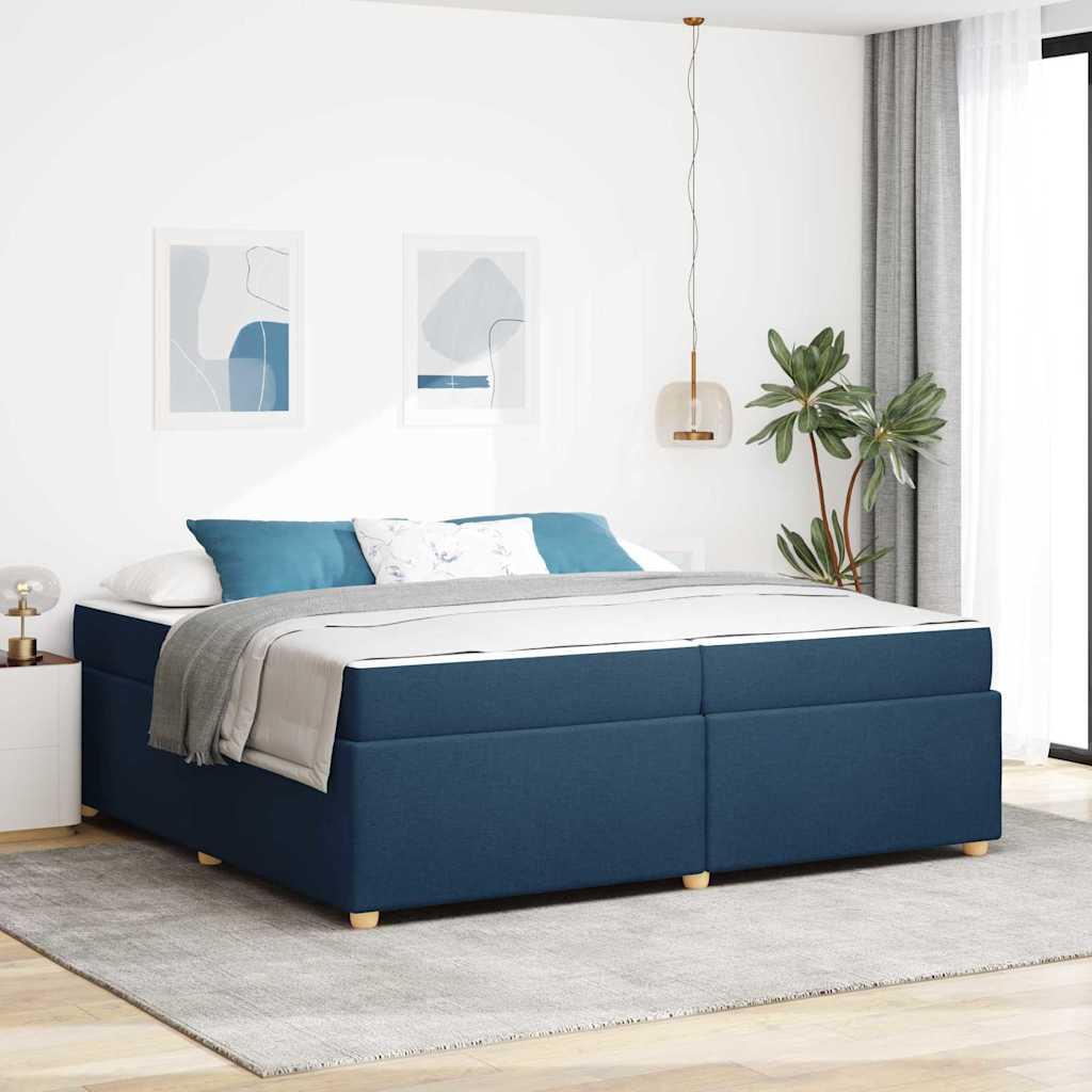 Sengestel med madras Blå 200 x 200 cm Stof