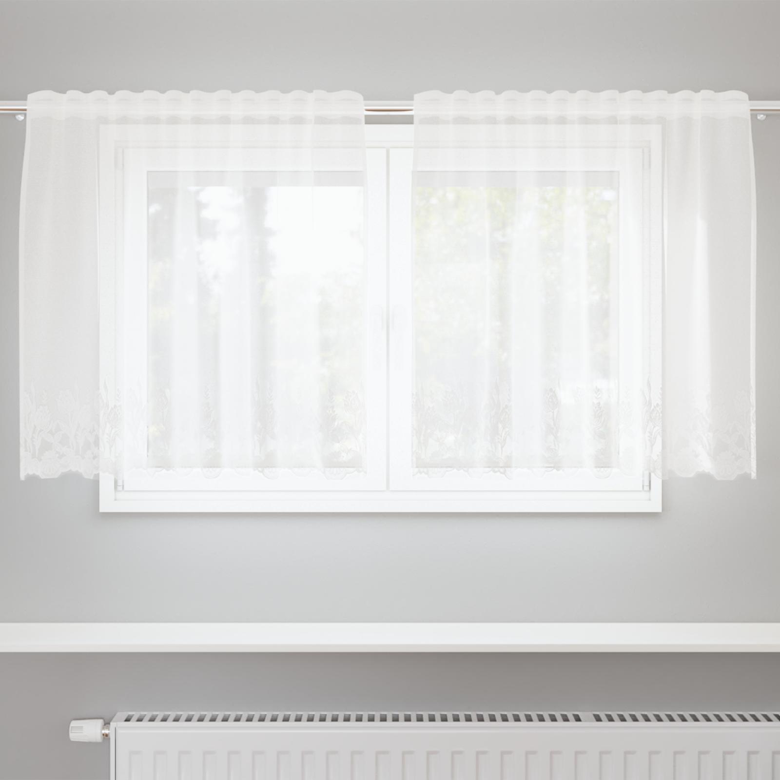 Lace Gardin med gardiner Blomstret Hvid 150 x 100 cm Polyester
