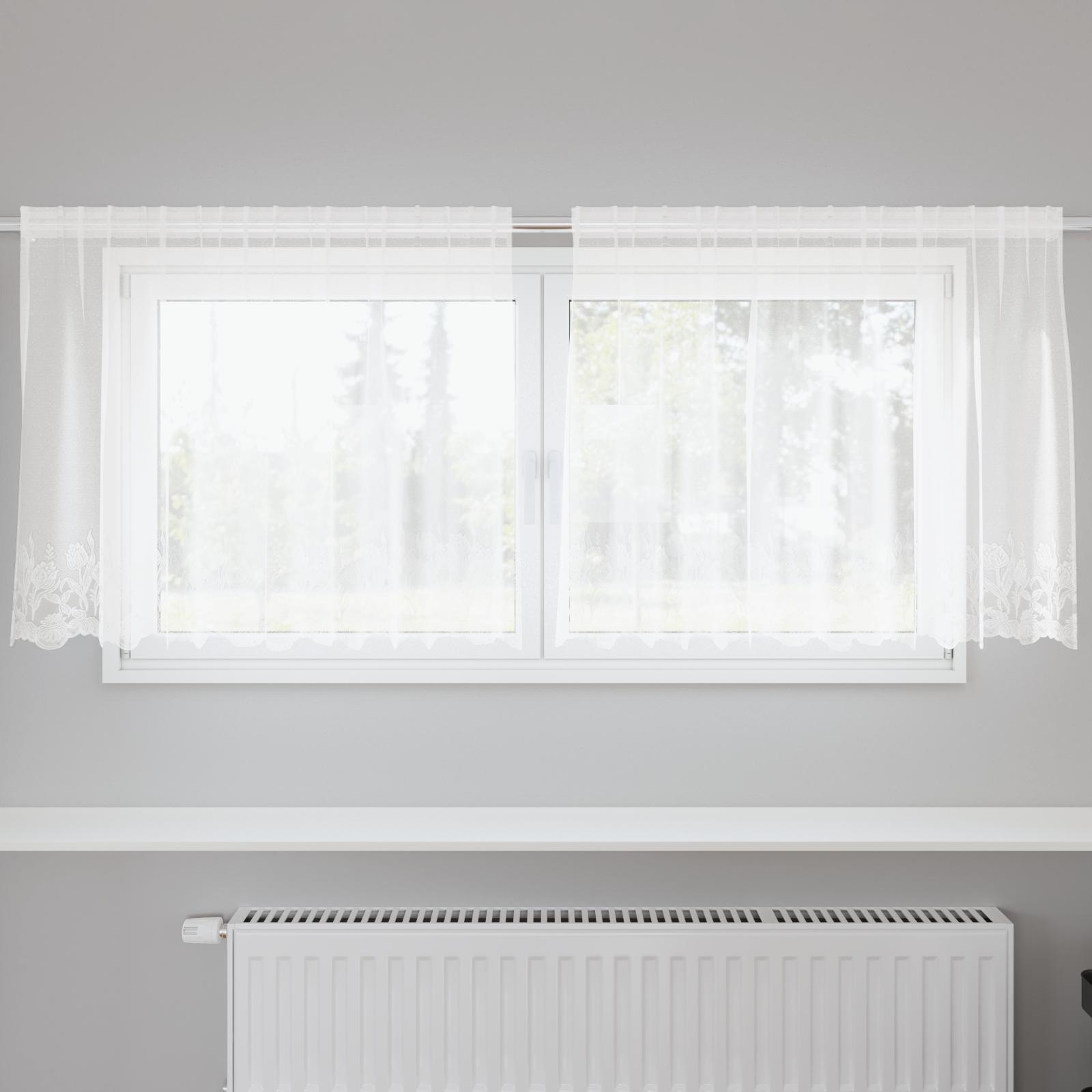 Lace Gardin med gardiner Blomstret Hvid 200 x 80 cm Polyester