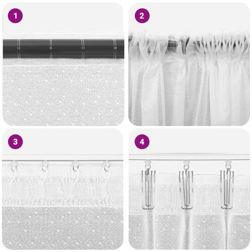 Lace Gardin med gardiner Blomstret Hvid 400 x 180 cm Polyester