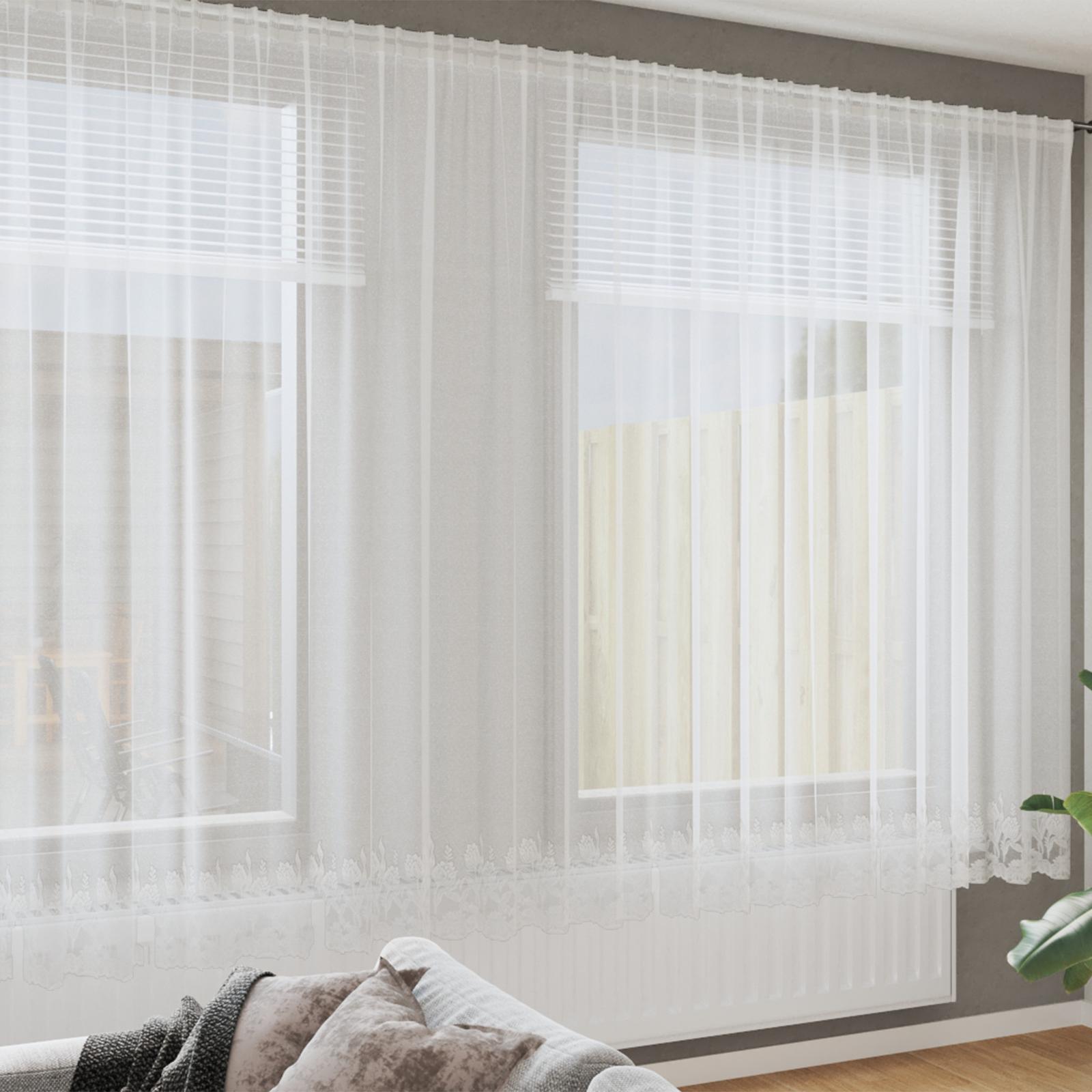 Lace Gardin med gardiner Hvid 750 x 220 cm Polyester