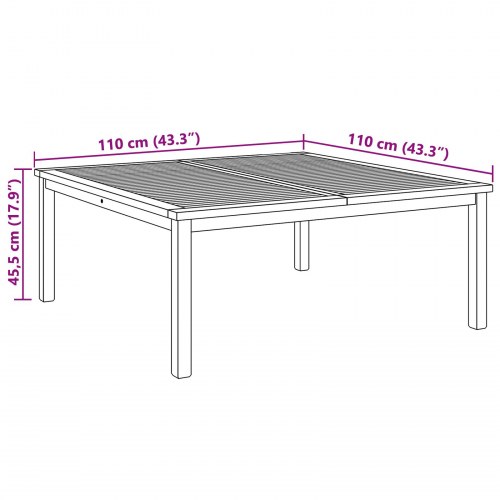 Sofabord Brun 110 x 110 x 45 cm Massivt teaktræ
